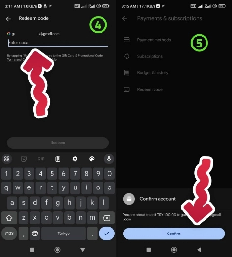 redeem گیفت کارت گوگل پلی